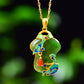 Silver gold plated Hetian jade pendant