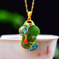 Silver gold plated Hetian jade pendant