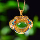 Silver gold plated Hetian jade pendant