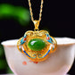 Silver gold plated Hetian jade pendant