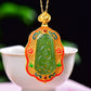 Silver gold plated Hetian jade pendant