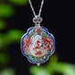 Silver inlaid Hetian jade pendant