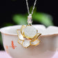 Silver gold plated Hetian jade pendant