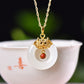 Silver gold plated Hetian jade pendant