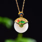 Silver gold plated Hetian jade pendant