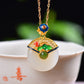 Silver gold plated Hetian jade pendant