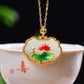 Silver gold plated Hetian jade pendant